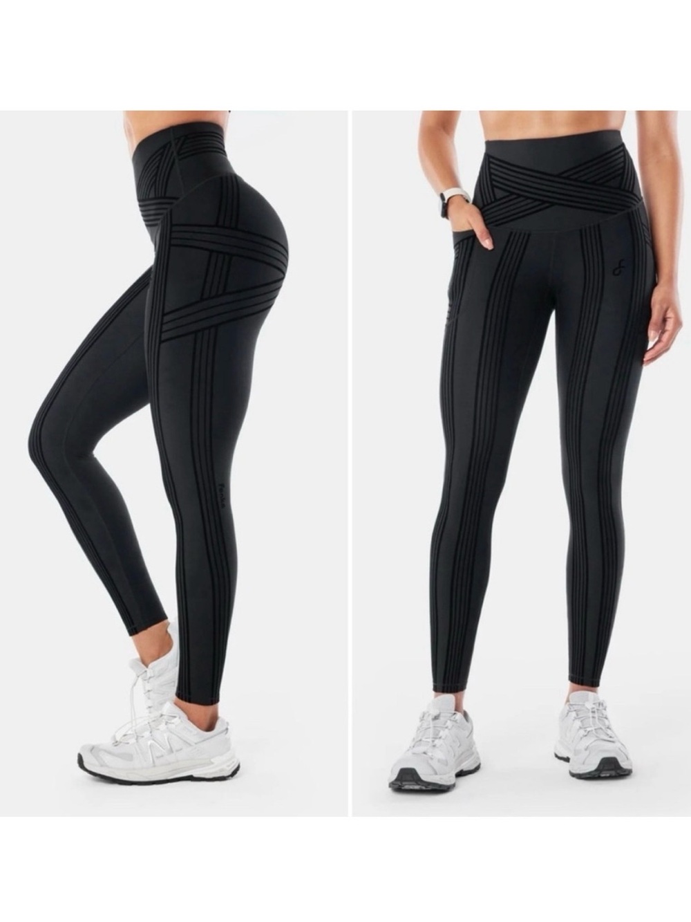 Fanka Black Body Sculpt Resistance Slimming Power Band Leggings Size 8 New